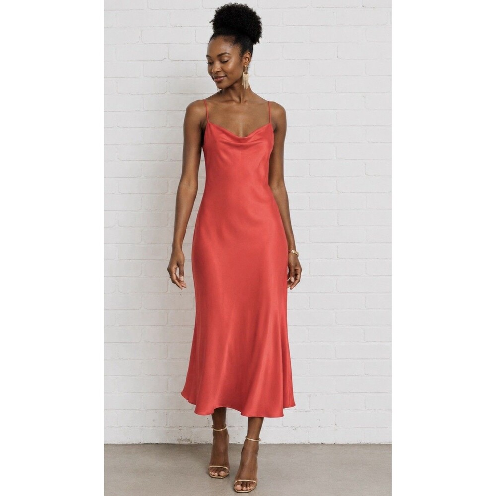 Natori Womens Pink Sleeveless V-Neck Slip Dress Miidi Polyester Size M